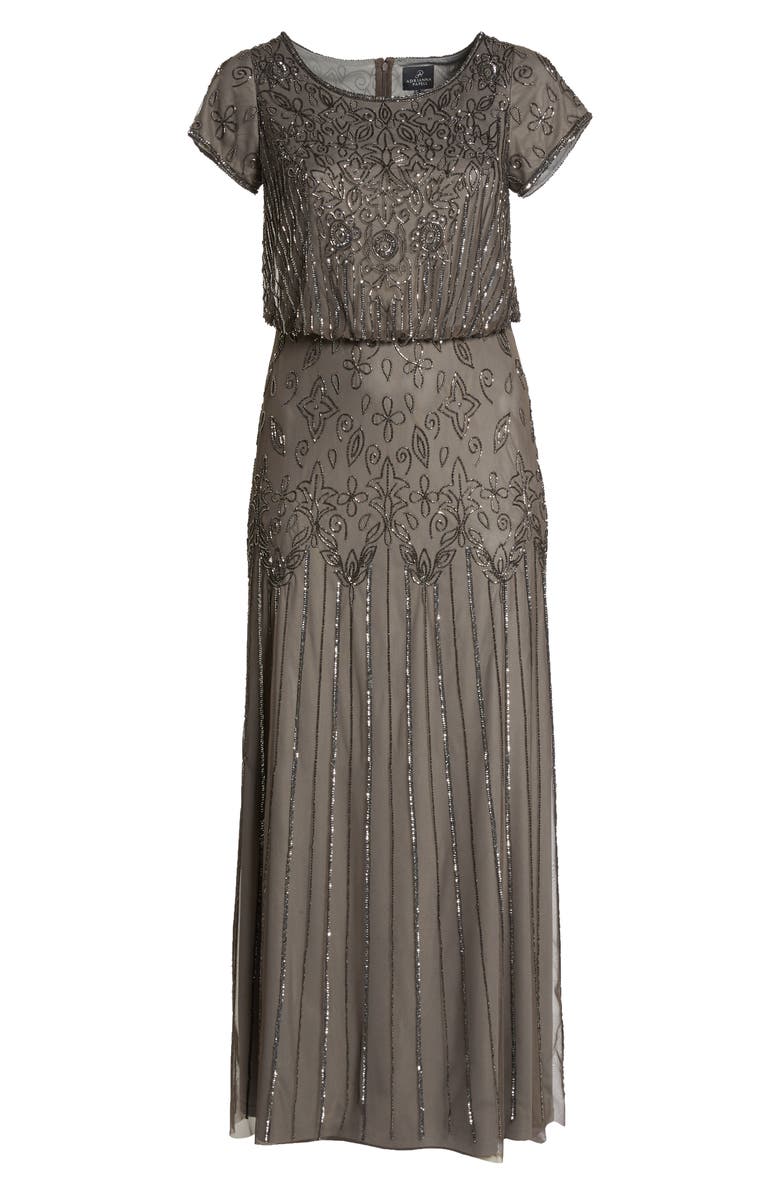 Adrianna Papell Beaded Blouson Gown, Alternate, color, 
