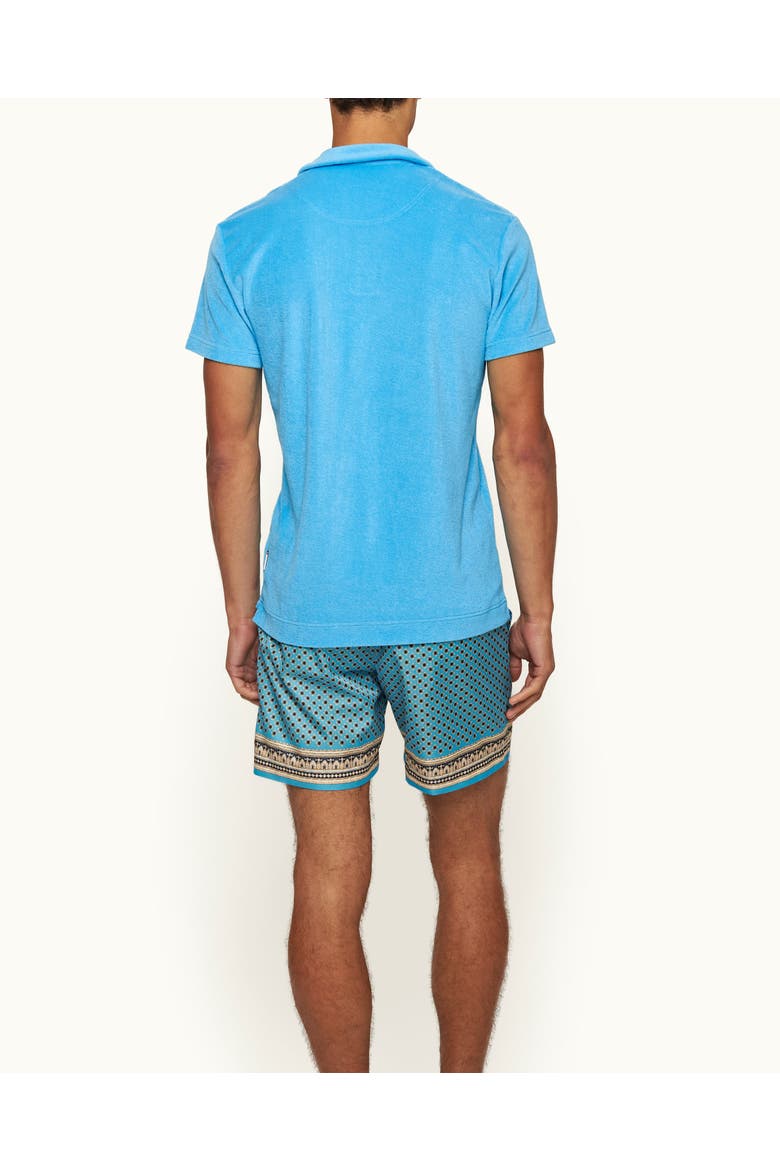 Terry Towelling Tailored Fit Towelling Polo Shirt, Alternate, color, Aqua Blue