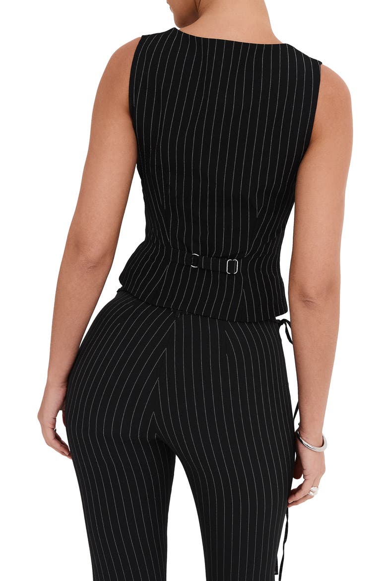 Pinstripe Waistcoat, Alternate, color, BLACK