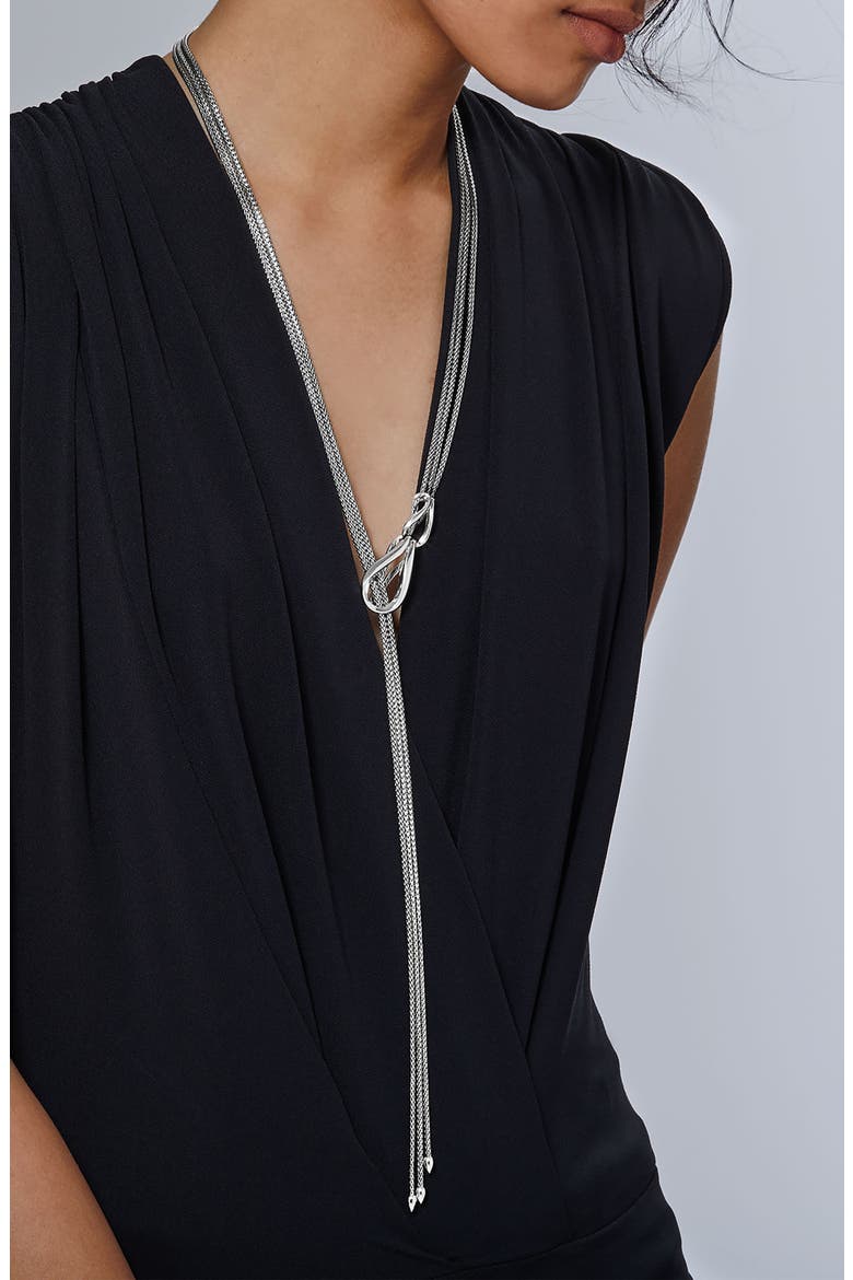 Classic Sterling Silver Mini Lariat Necklace, Main, color, SILVER