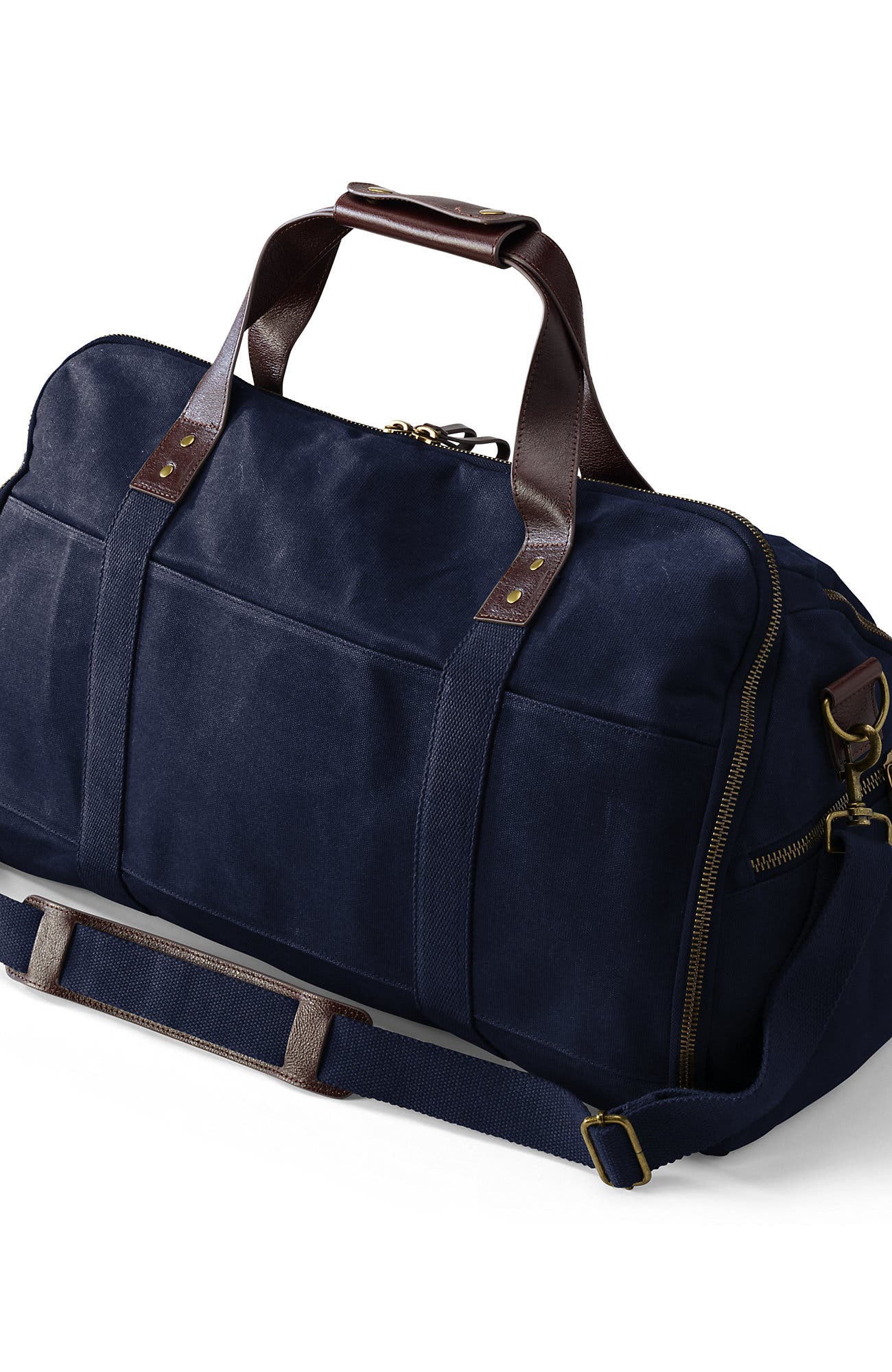 Lands' End Waxed Canvas Convertible Garment Duffle, Alternate, color, Radiant Navy