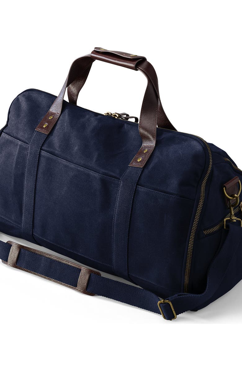 Lands' End Waxed Canvas Convertible Garment Duffle, Alternate, color, Radiant Navy
