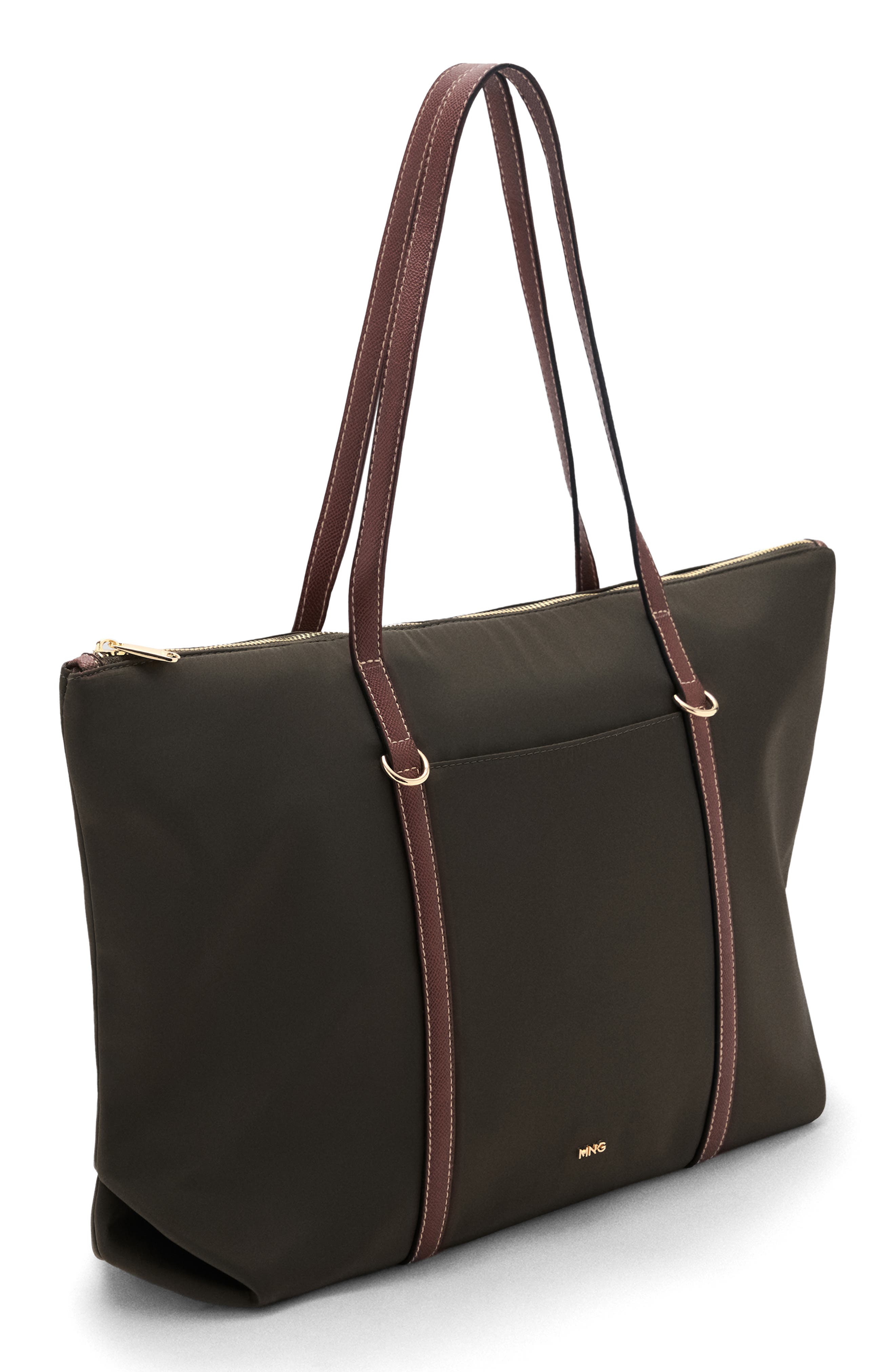 MANGO Nylon Shopper Bag, Alternate, color, Khaki Green