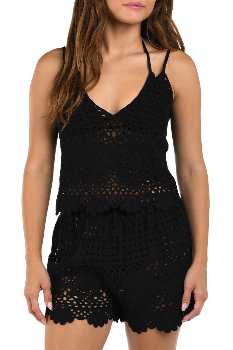 Crochet Cover-Up Camisole, Main, color, BLACK