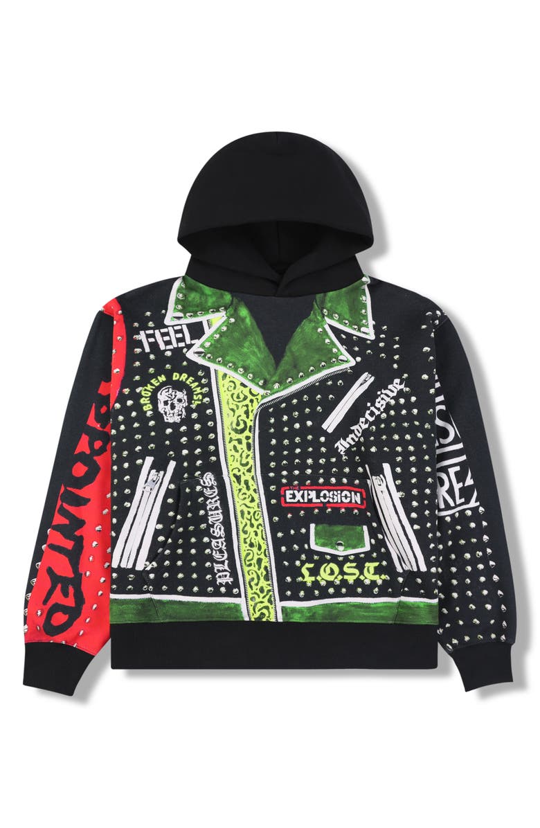 PLEASURES Explosion Cotton Blend Hoodie Pullover, Alternate, color, Black