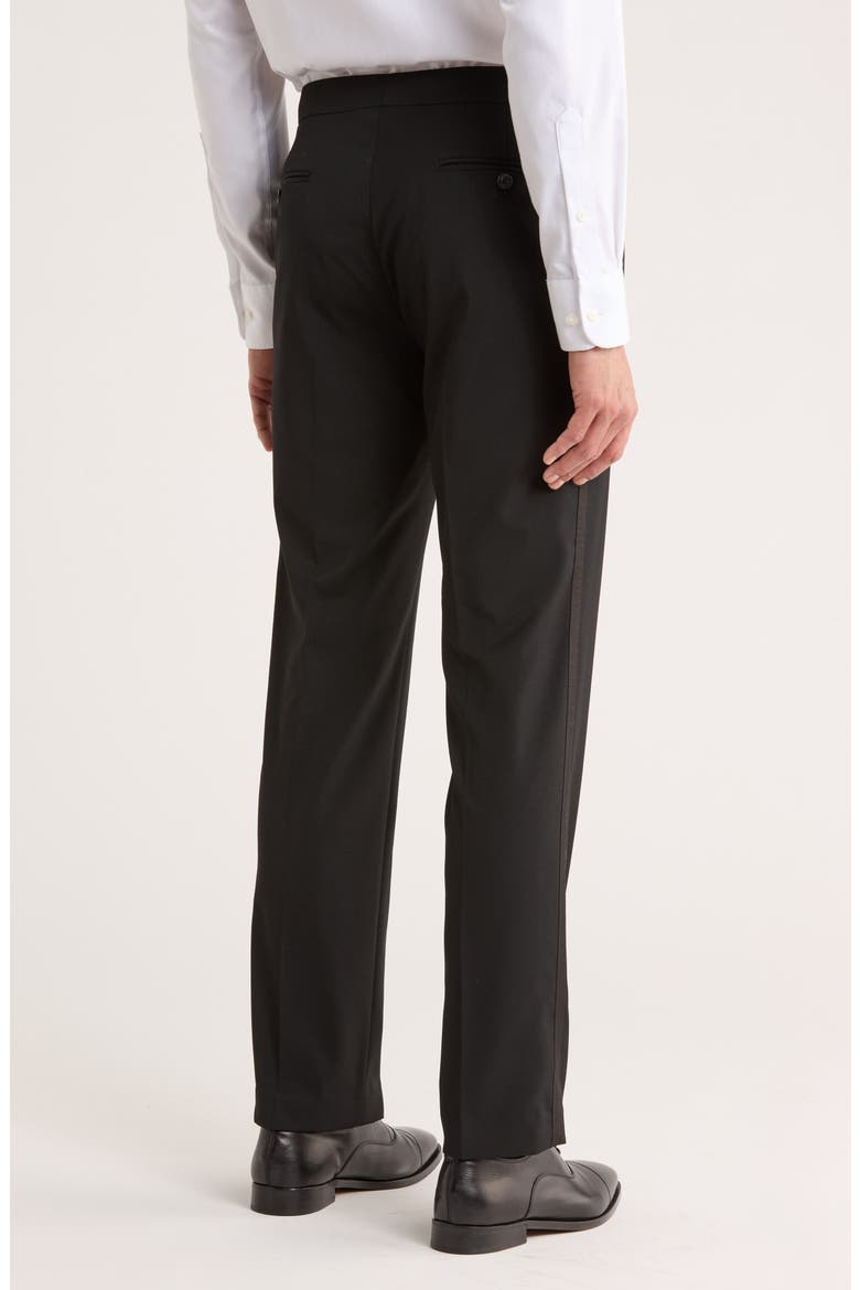 Flat Front Tuxedo Pants, Alternate, color, BLACK TWILL