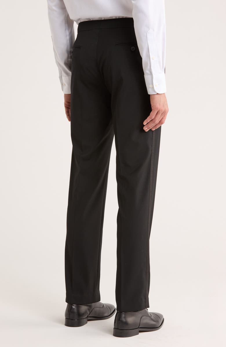 Tommy Hilfiger Flat Front Tuxedo Pants, Alternate, color, Black Twill