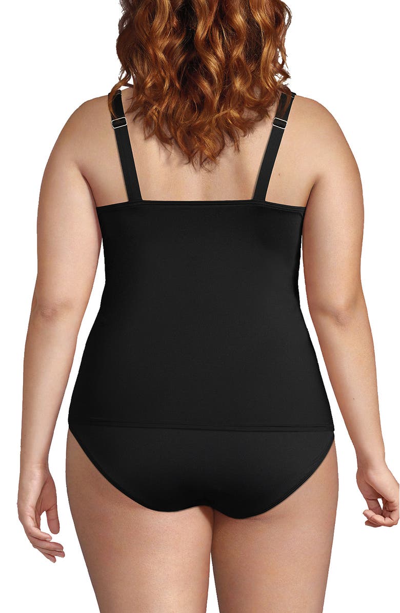 Lands' End Plus Size DD-Cup Square Neck Underwire Tankini Swimsuit Top, Alternate, color, Black