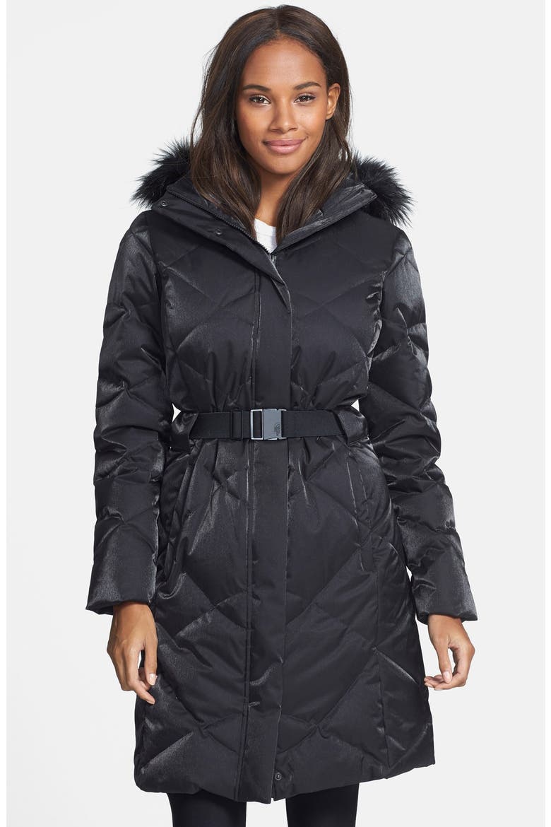 'Metrolina' Down Parka with Removable Faux Fur Trim Hood, Main, color, TNF BLACK