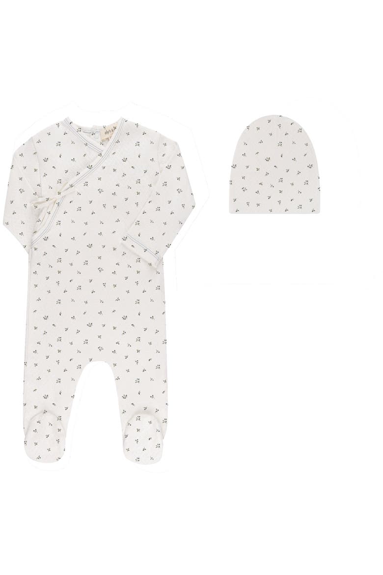 Floral Pointelle Collection - Footie and Beanie, Main, color, Ivory/Blue
