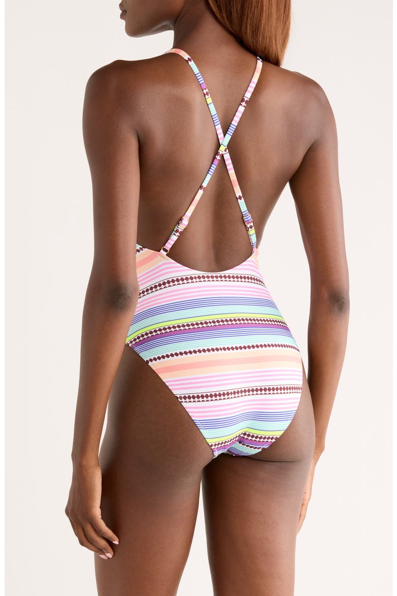Retiro Stripe Rib One-Piece Swimsuit, Alternate, color, CIRCUS CITRUS MULTI