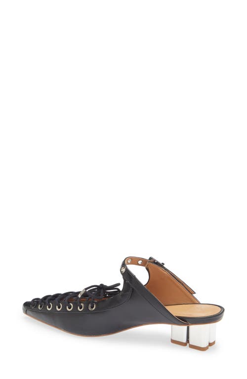 Shop Ganni Eyelets Lace-up Mule In Black