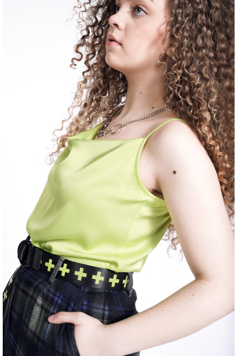 Satin Camisole (Nordstrom Exclusive), Alternate, color, NEON GREEN