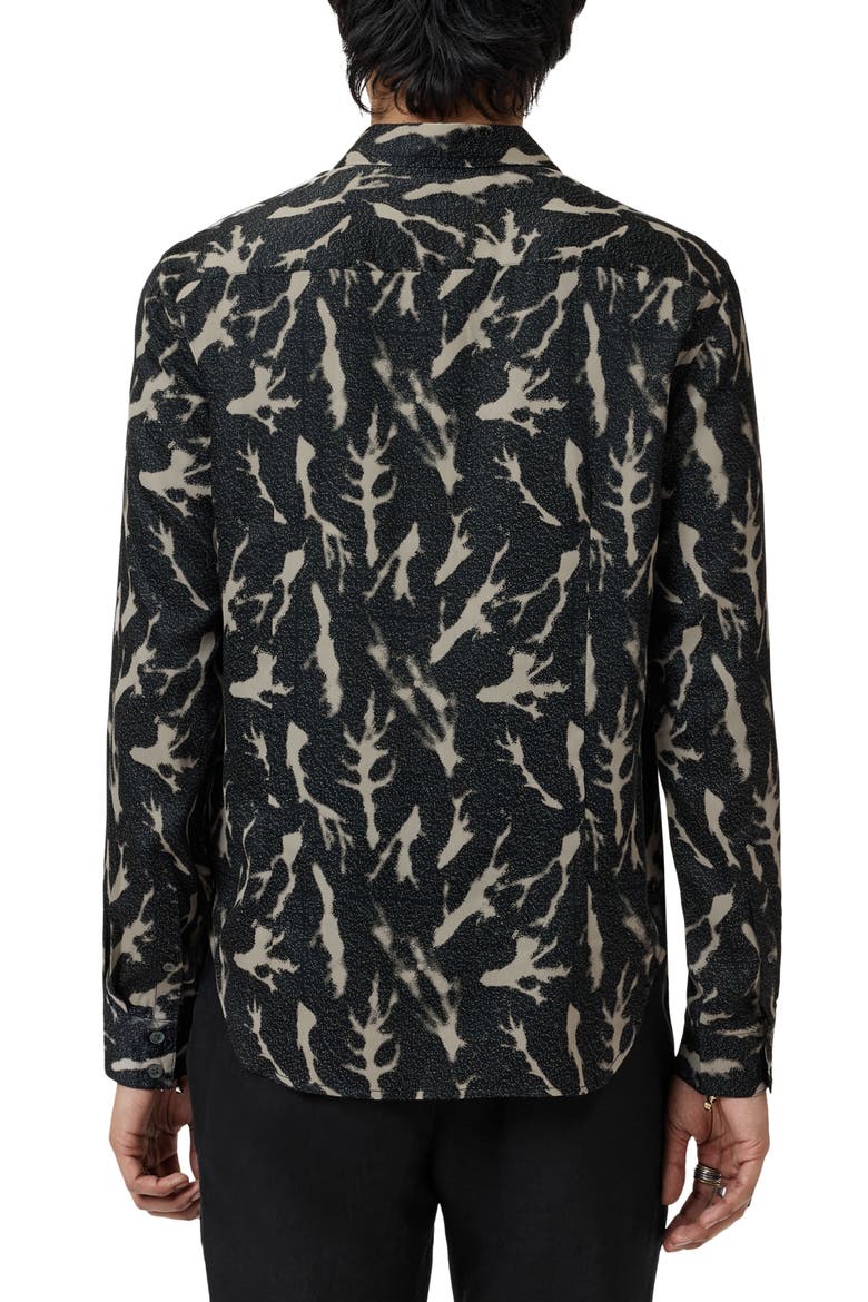 Ross Abstract Button-Up Shirt, Alternate, color, BLACK