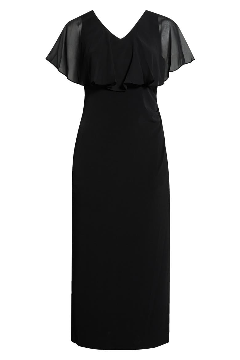 Chiffon Flutter Sleeve Gown, Alternate, color, BLACK