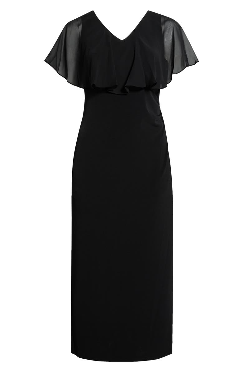 Connected Apparel Chiffon Flutter Sleeve Gown, Alternate, color, Black