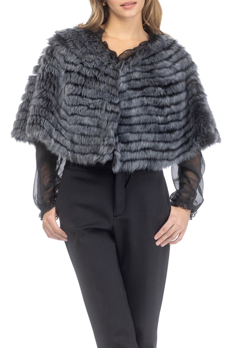 Genuine Shearling Layered Capelet, Alternate, color, BLACK BRISA