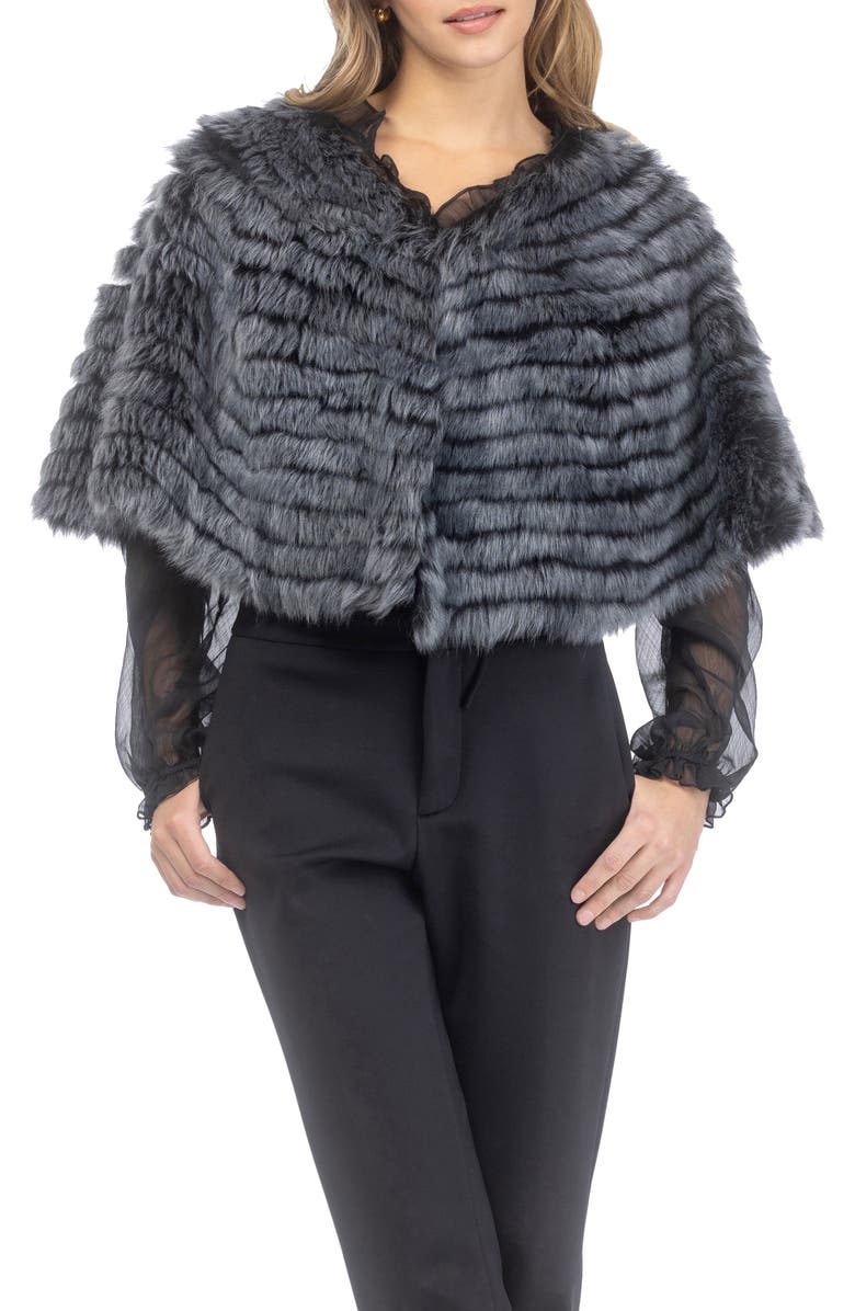 GORSKI Genuine Shearling Layered Capelet, Alternate, color, Black Brisa