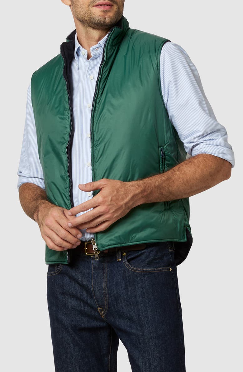 Sid Mashburn Cashpad Reversible Cashmere Flannel & Nylon Vest, Alternate, color, Hunter Nylon/Navy Cashmere Flannel