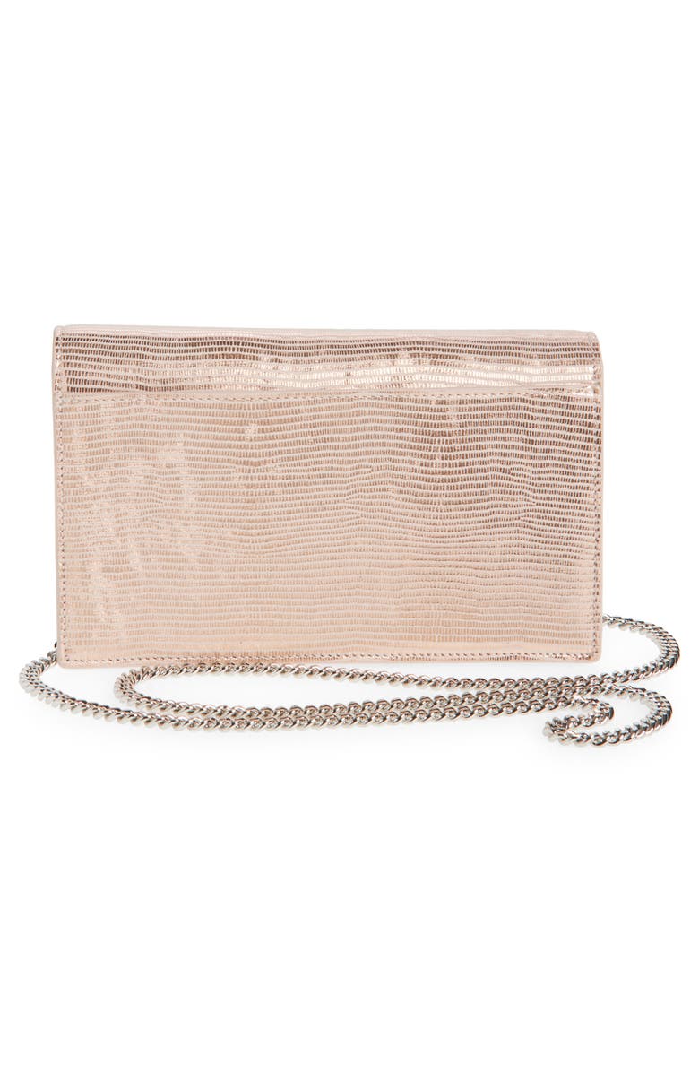 Akris Anouk Lizard Embossed Wallet on a Chain, Alternate, color, Pale Rose Metallic