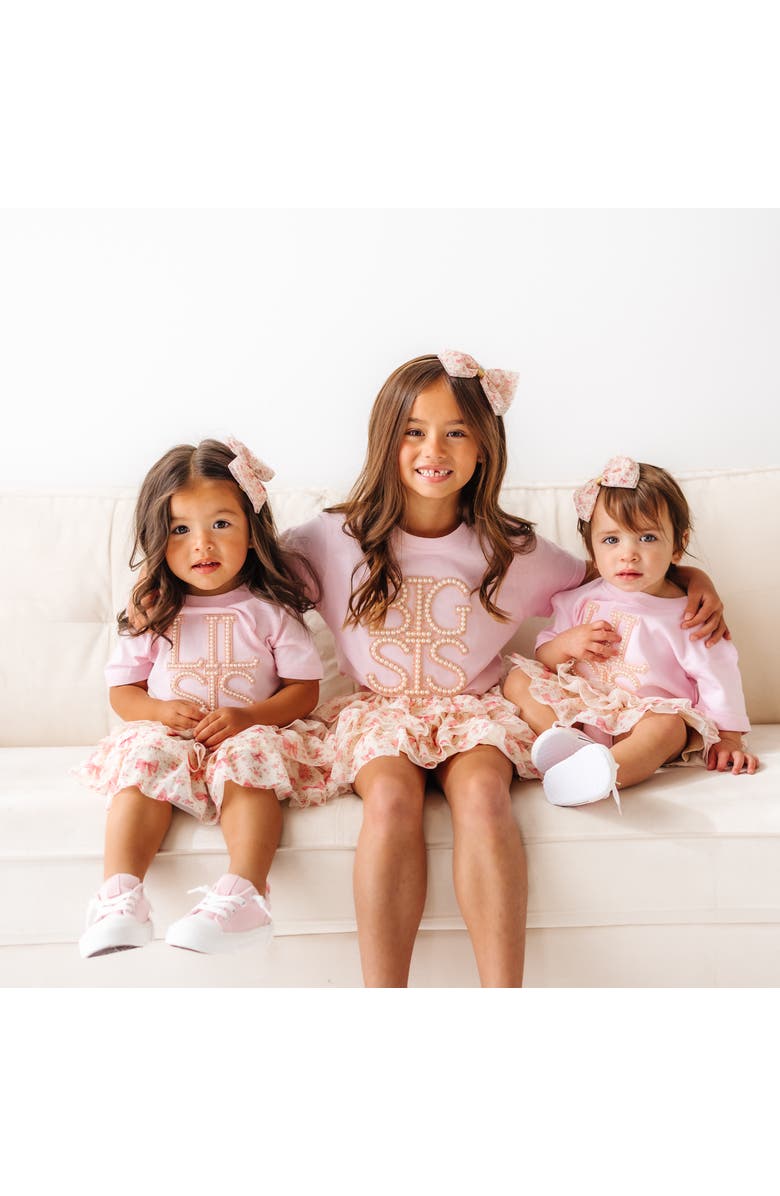 Sweet Wink Big Sis Pearl Patch Short Sleeve T-Shirt, Alternate, color, Ballet Pink