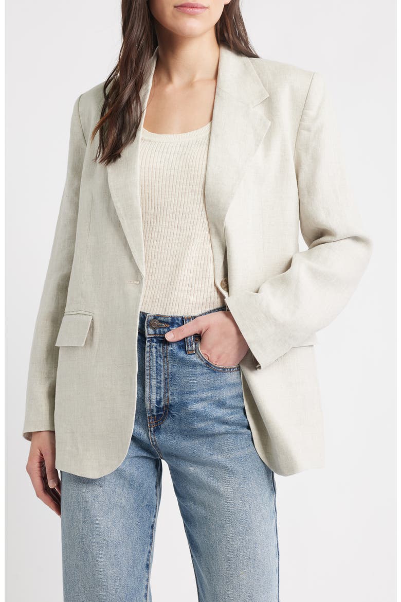 Linen Blazer, Main, color, WHITE DUSTY LIGHT