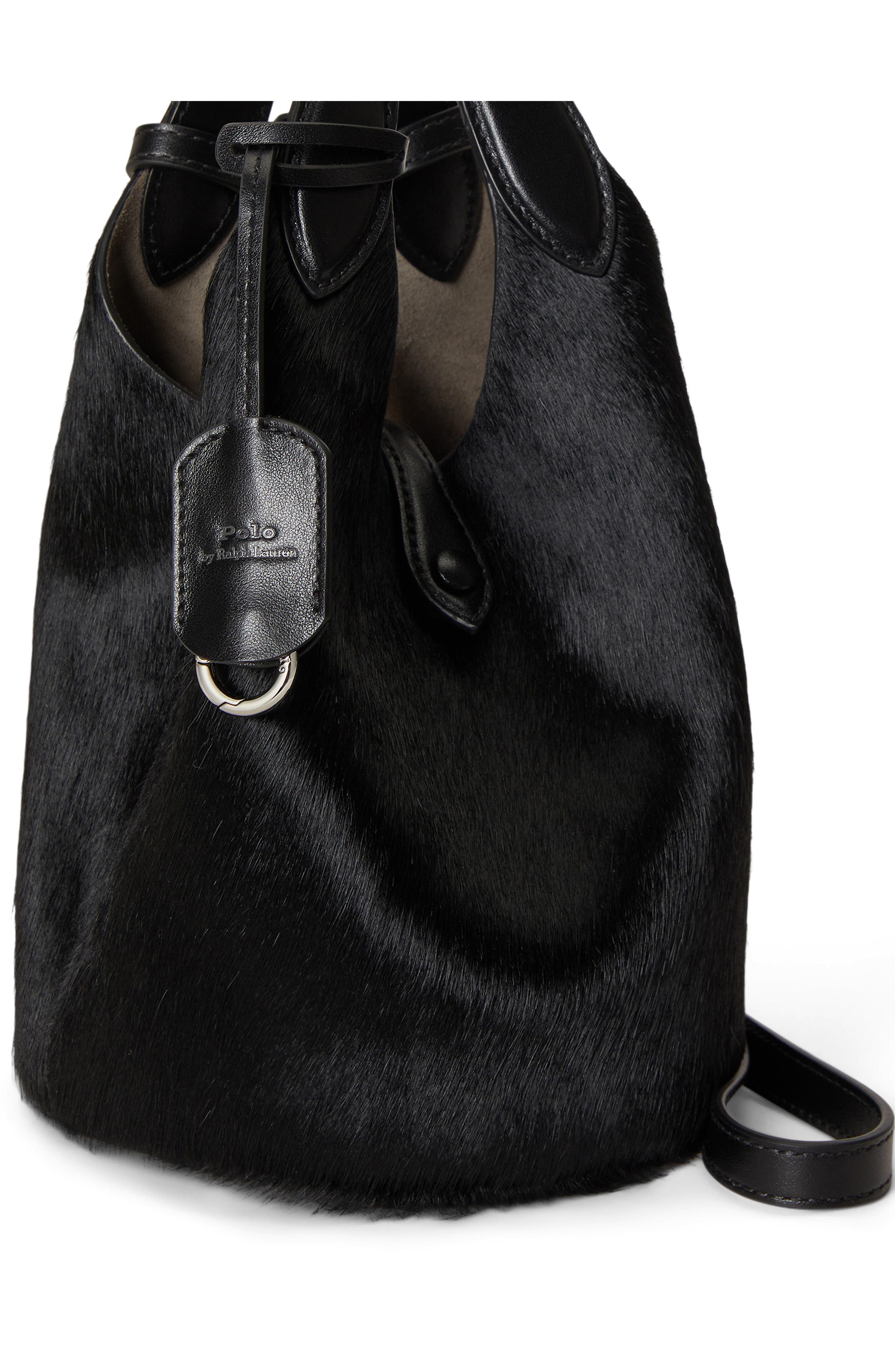 Mini Haircalf & Leather Crossbody Bag, Alternate, color, BLACK