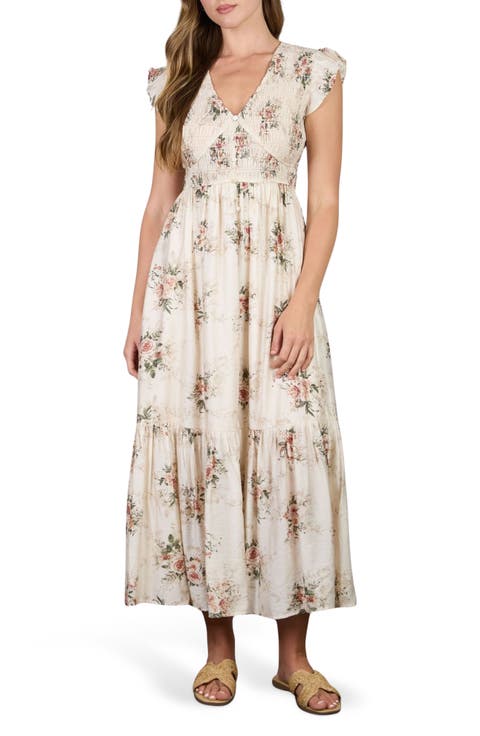 Floral Smocked Midi Dress