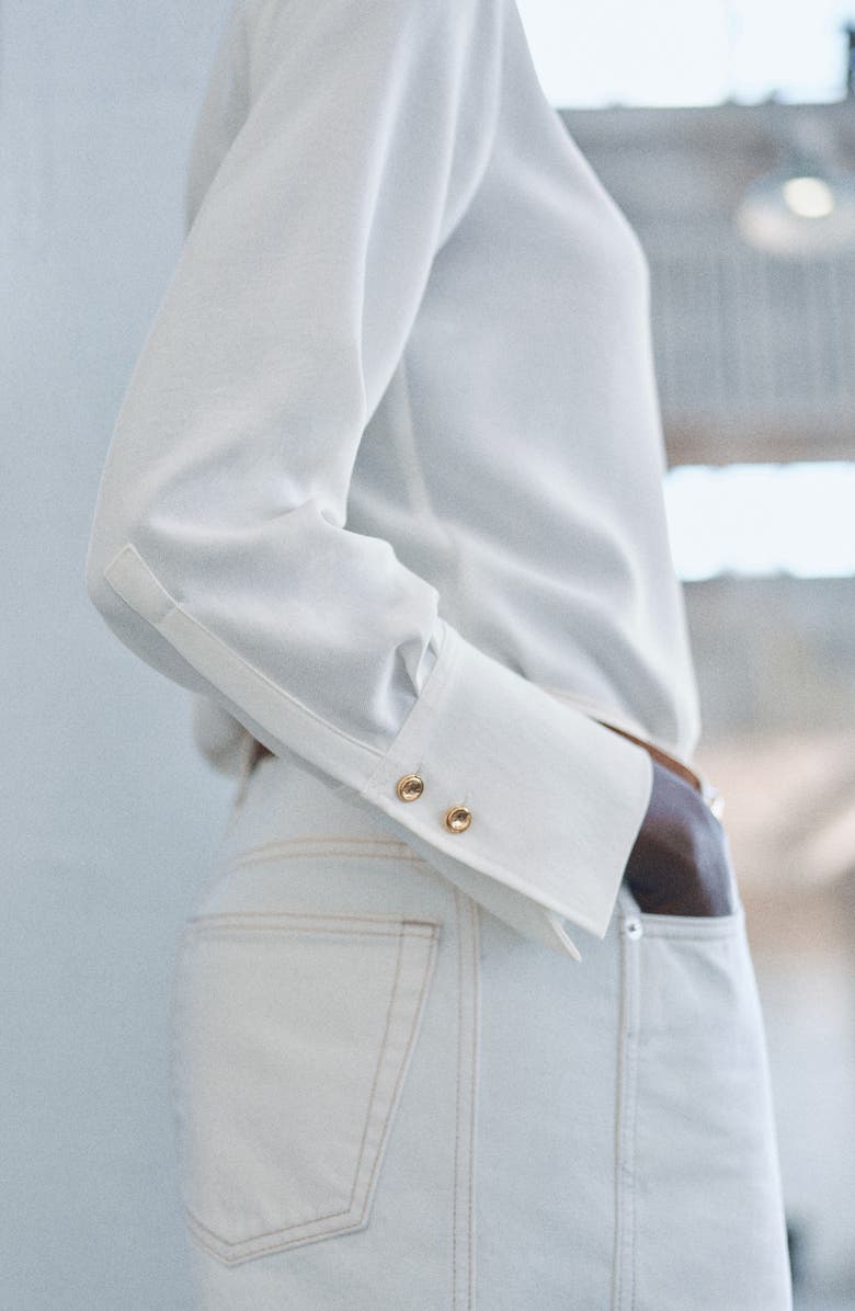 MANGO Flowy Button-Up Shirt, Alternate, color, 