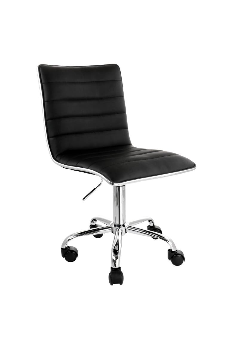 Faux Leather Adjustable Rolling Office Chair, Main, color, Black