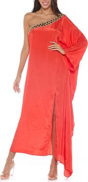 RANEES Embellished One-Shoulder Long Sleeve Cover-Up Dress