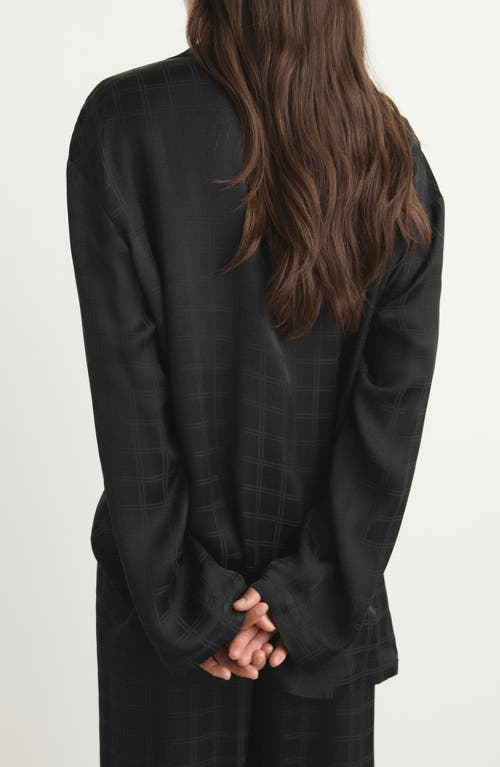 Mango Check Pajama Top In Black
