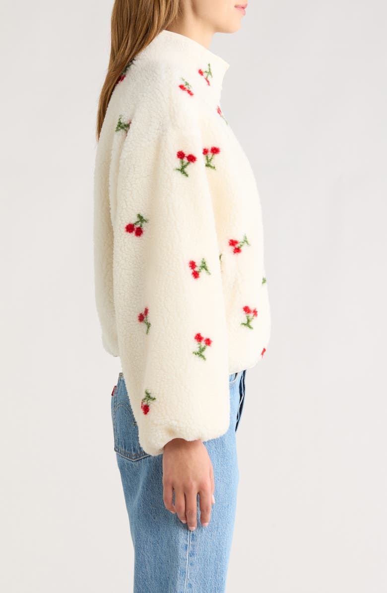 All in Favor Cherry Print High Pile Fleece Jacket, Alternate, color, 