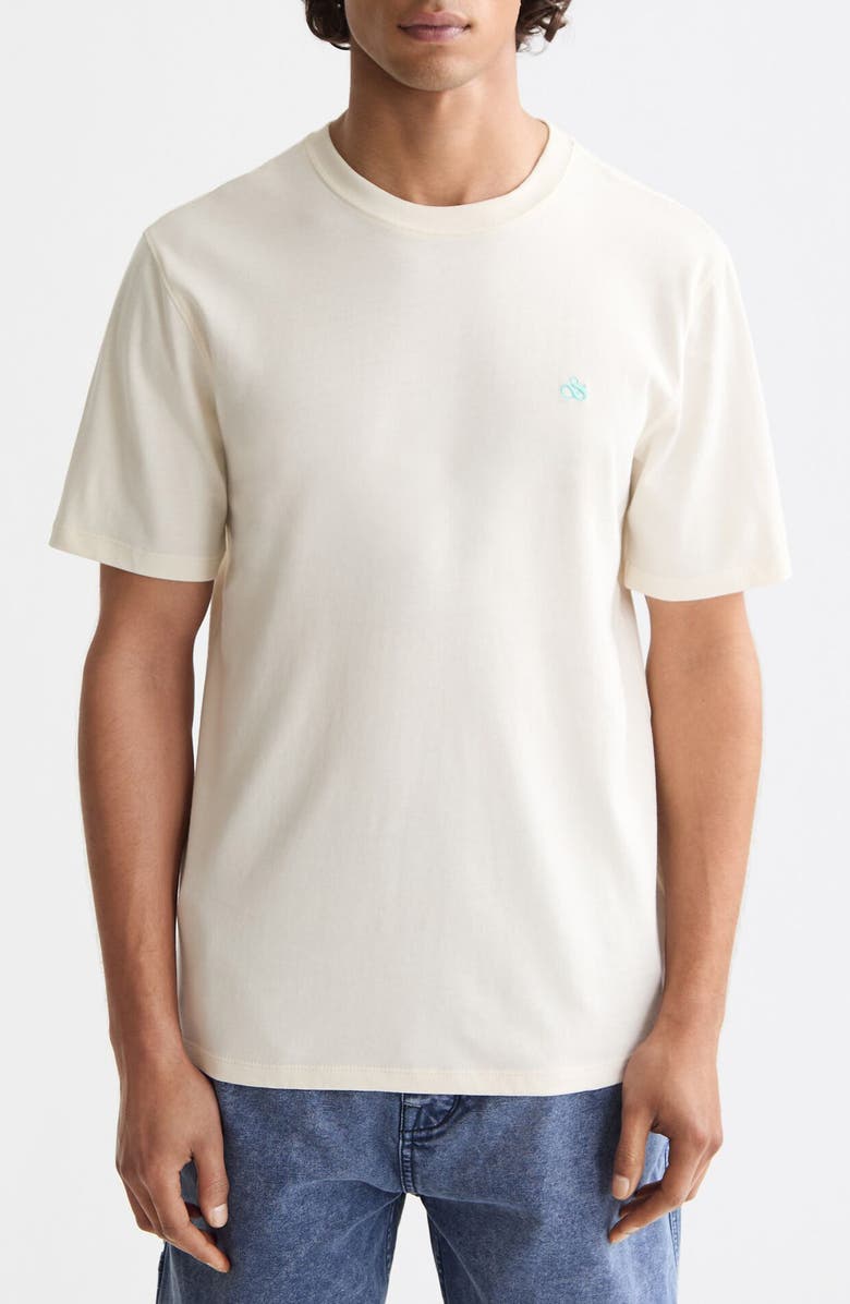 Scotch & Soda Embroidered Logo Organic Cotton Graphic T-Shirt, Main, color, Eggnog
