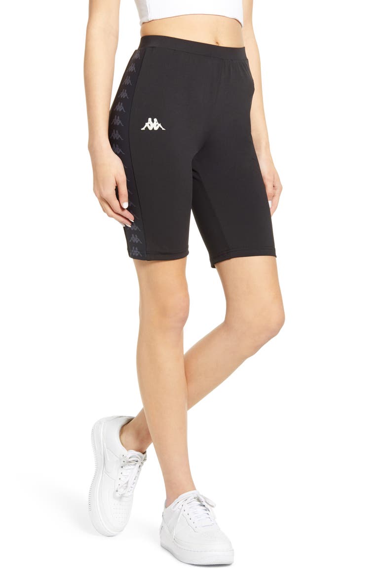 Kappa Banda Longline Bike Shorts, Main, color, BLACK/ BLACK WHITE