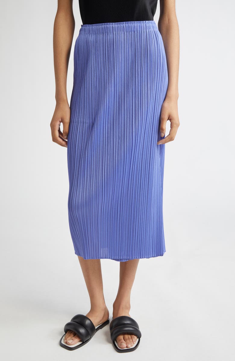 Pleats Please Issey Miyake Monthly Colors March Pleated Midi Skirt, Main, color, Steel Blue