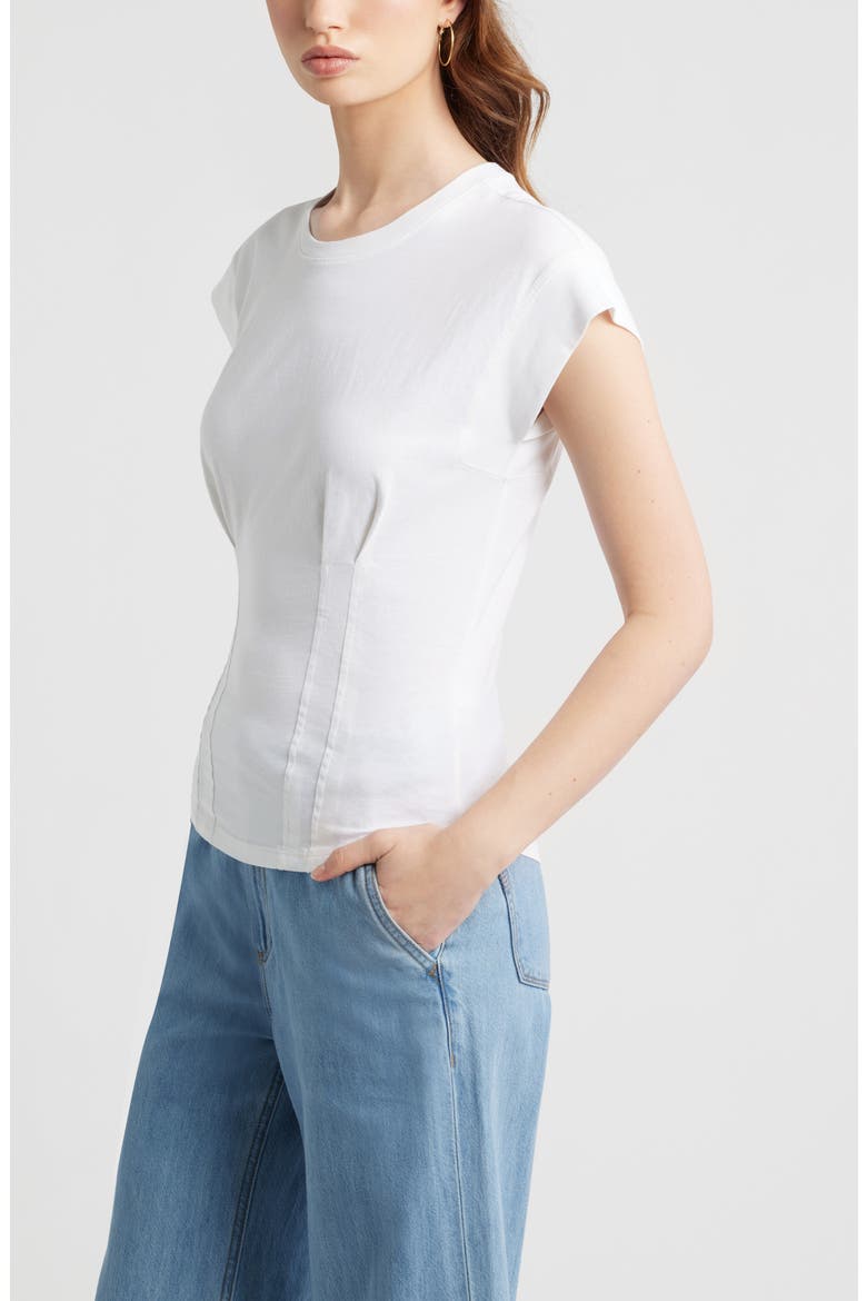 Pintuck Cotton T-Shirt, Alternate, color, WHITE