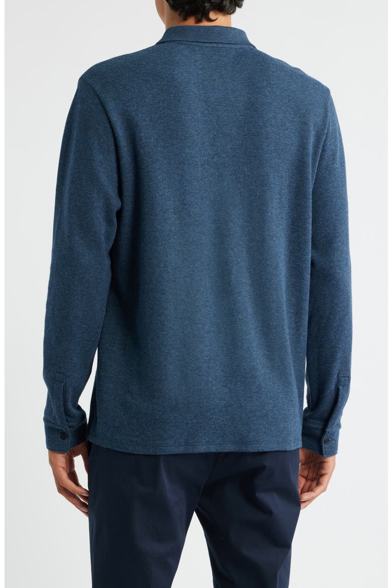 Heathered Double Face Long Sleeve Polo, Alternate, color, H COASTAL/ H FOG
