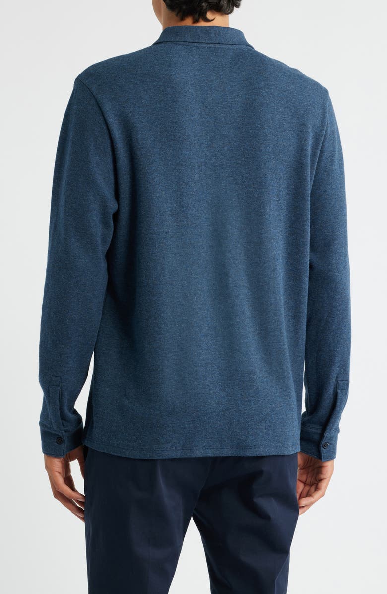 Vince Heathered Double Face Long Sleeve Polo, Alternate, color, H Coastal/ H Fog