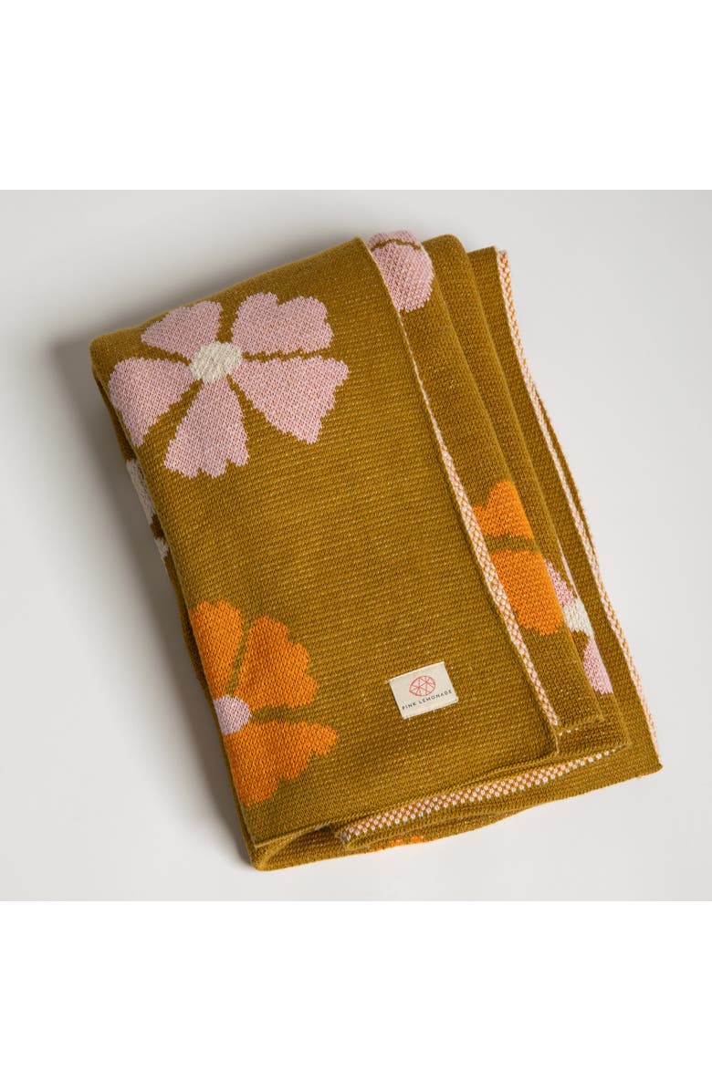 Pink Lemonade Flower Organic Cotton Throw Blanket, Main, color, Bush Green