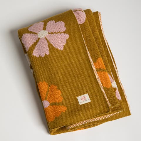 Flower Organic Cotton Throw Blanket