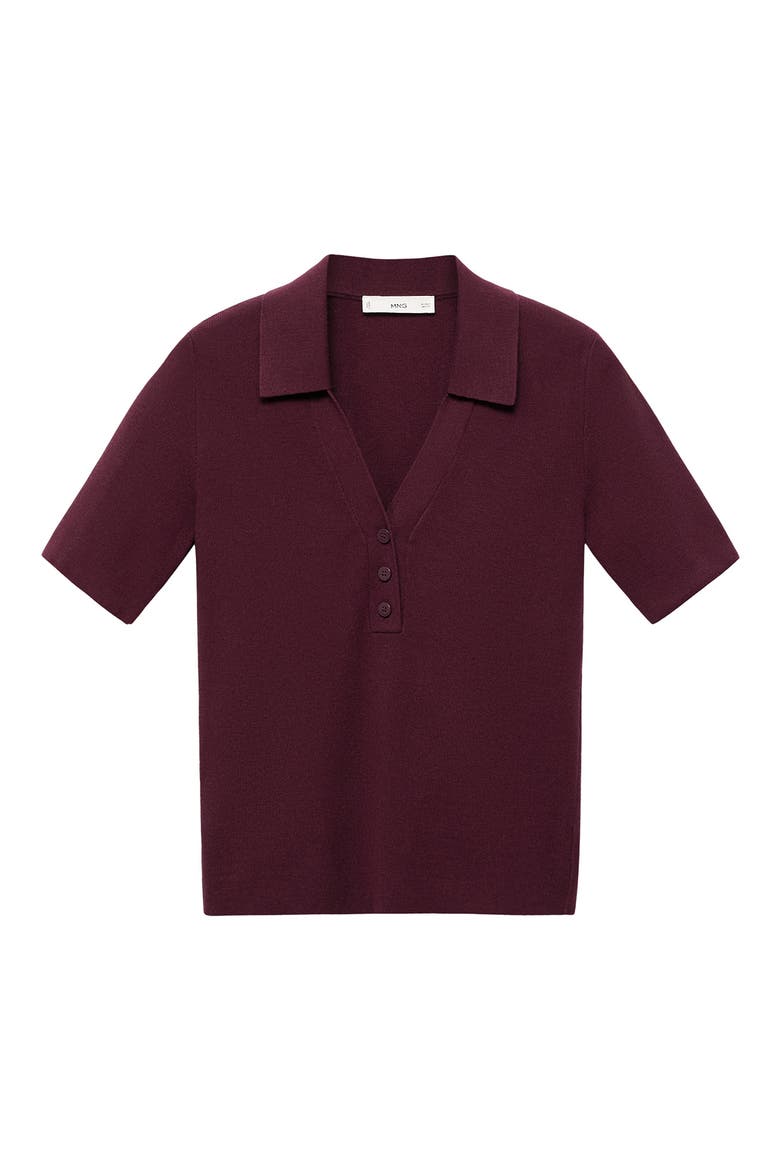 Rib Short Sleeve Polo Sweater, Alternate, color, WINE