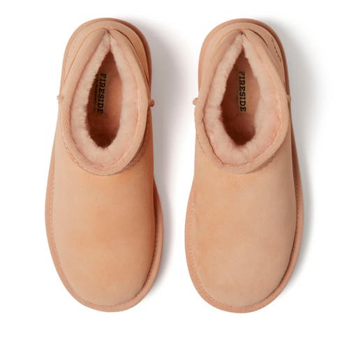 Dearfoams Fireside Kingston Genuine Shearling Platform Bootie In Peach Dust
