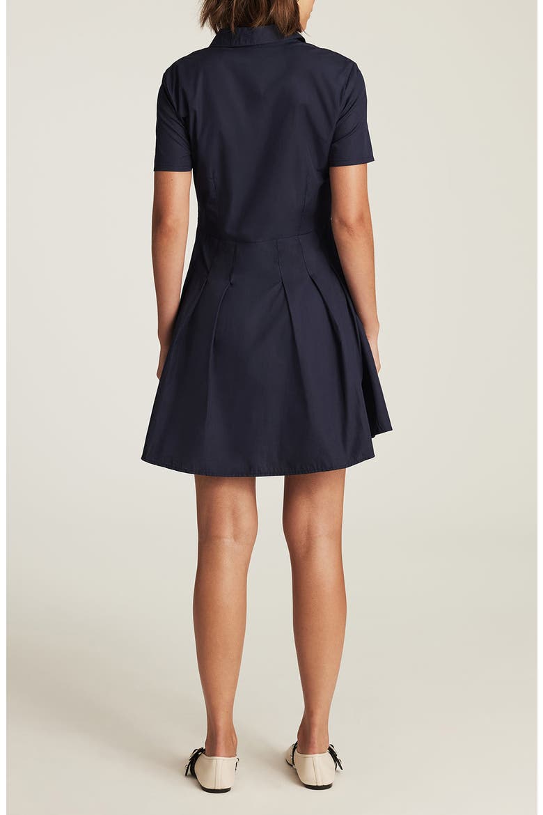 Pleated Cotton Mini Shirtdress, Alternate, color, NAVY BLAZER