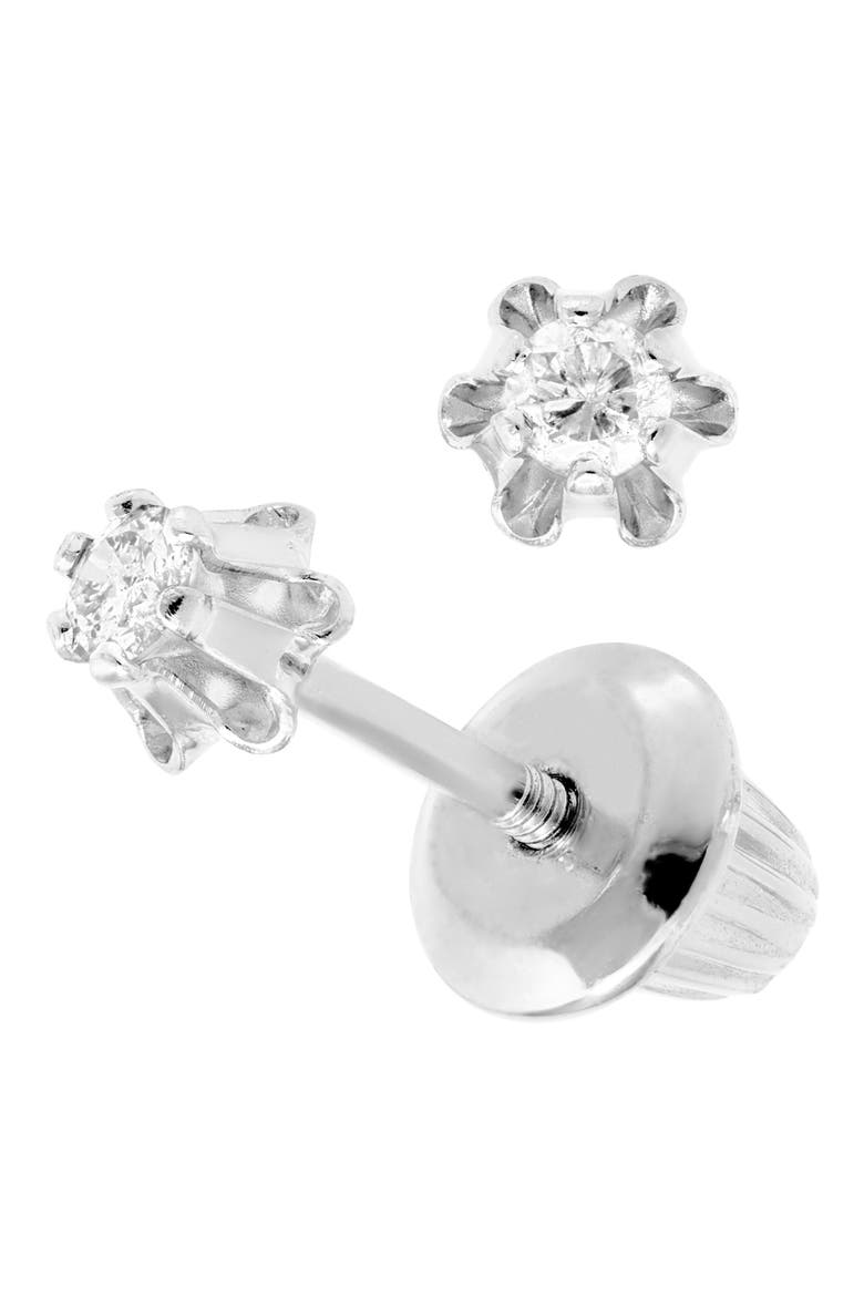 14k White Gold & Diamond Stud Earrings, Alternate, color, WHITE GOLD