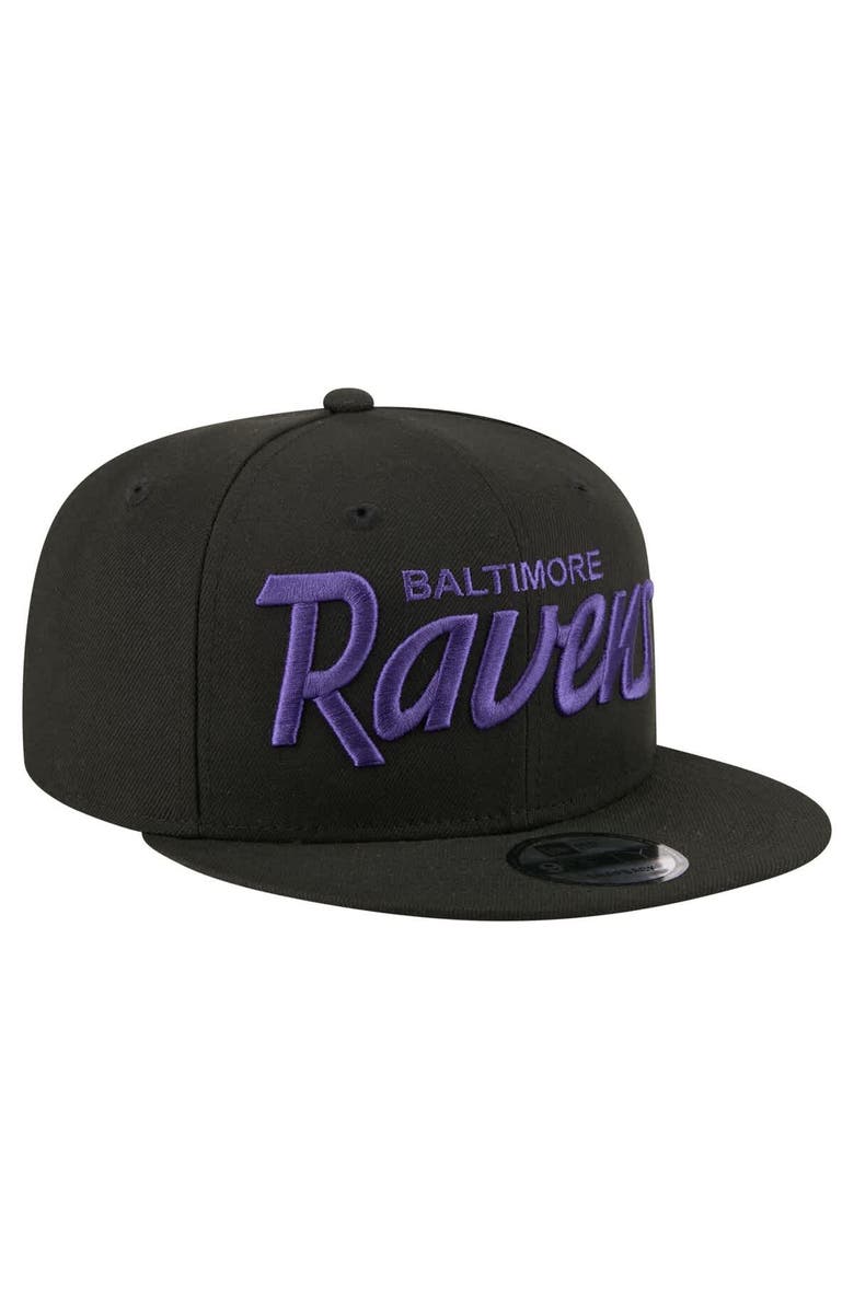 New Era Men's New Era  Black Baltimore Ravens Core Team Script 9FIFTY Snapback Hat, Alternate, color, Black