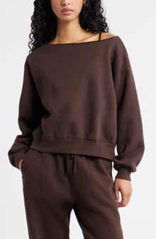 BP. Fleece Detail Off the Shoulder Sweatshirt