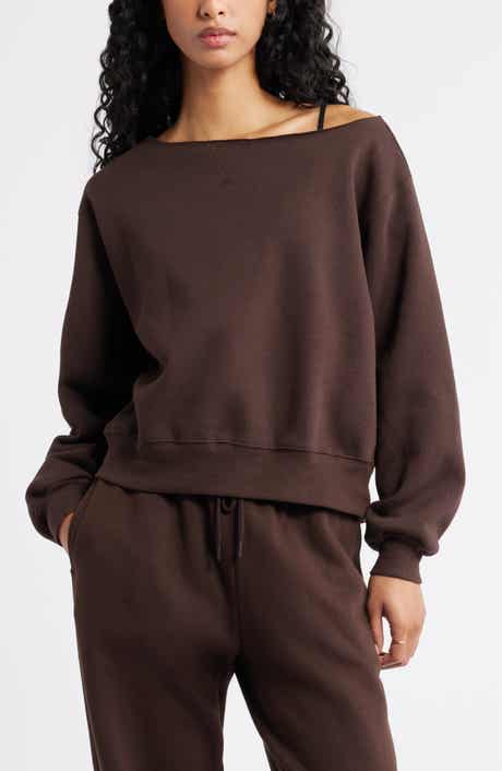 BP. Fleece Detail Off the Shoulder Sweatshirt