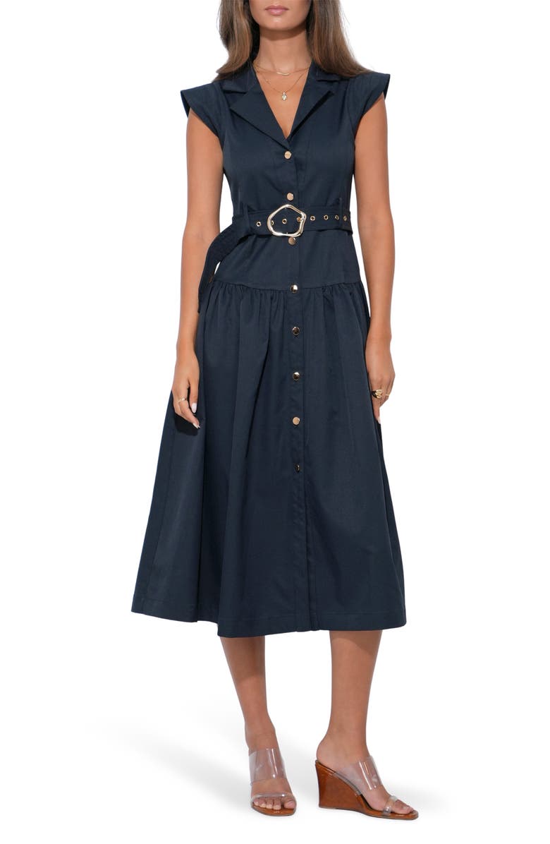 Adelyn Rae Olivia Shirtdress, Alternate, color, Dark Navy