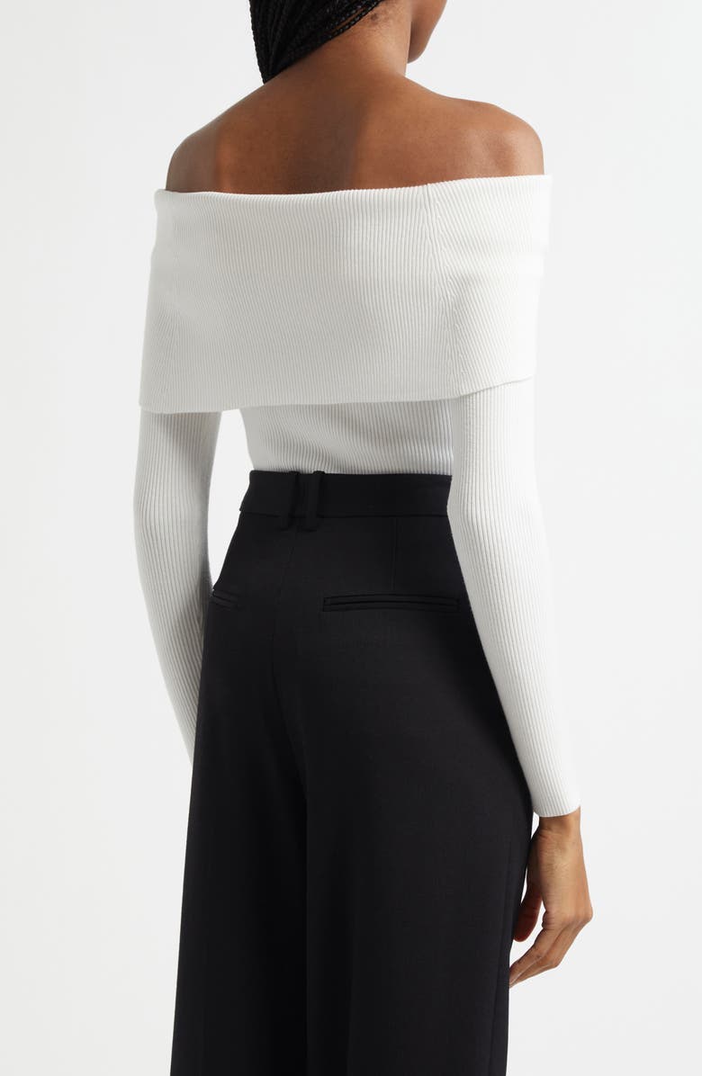 Elie Tahari The Imani Off the Shoulder Rib Sweater, Alternate, color, Sky White